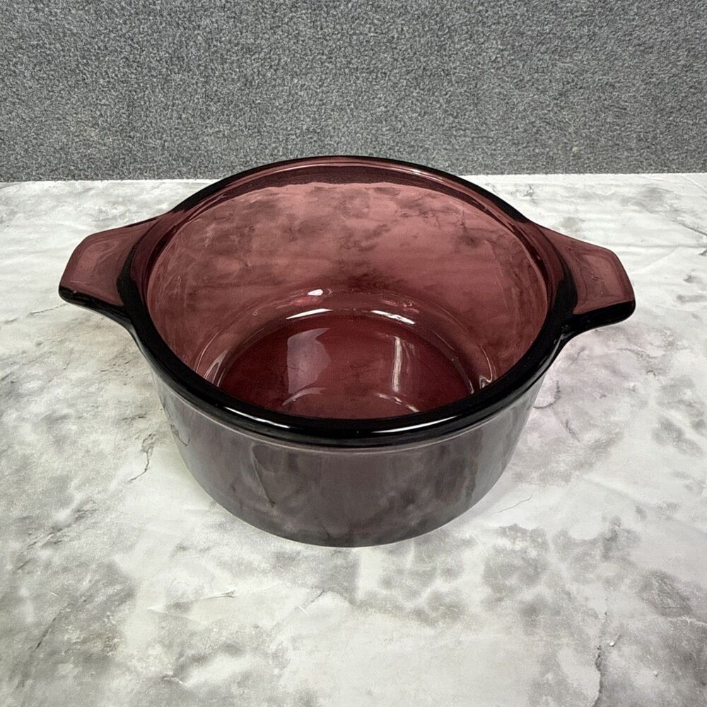 Purple Glass Baking Dish Bowl No Lid 4.5" Opening 2.5" Tall Cranberry Amethyst